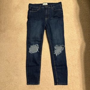 Free People High Rise Busted Knee Denim